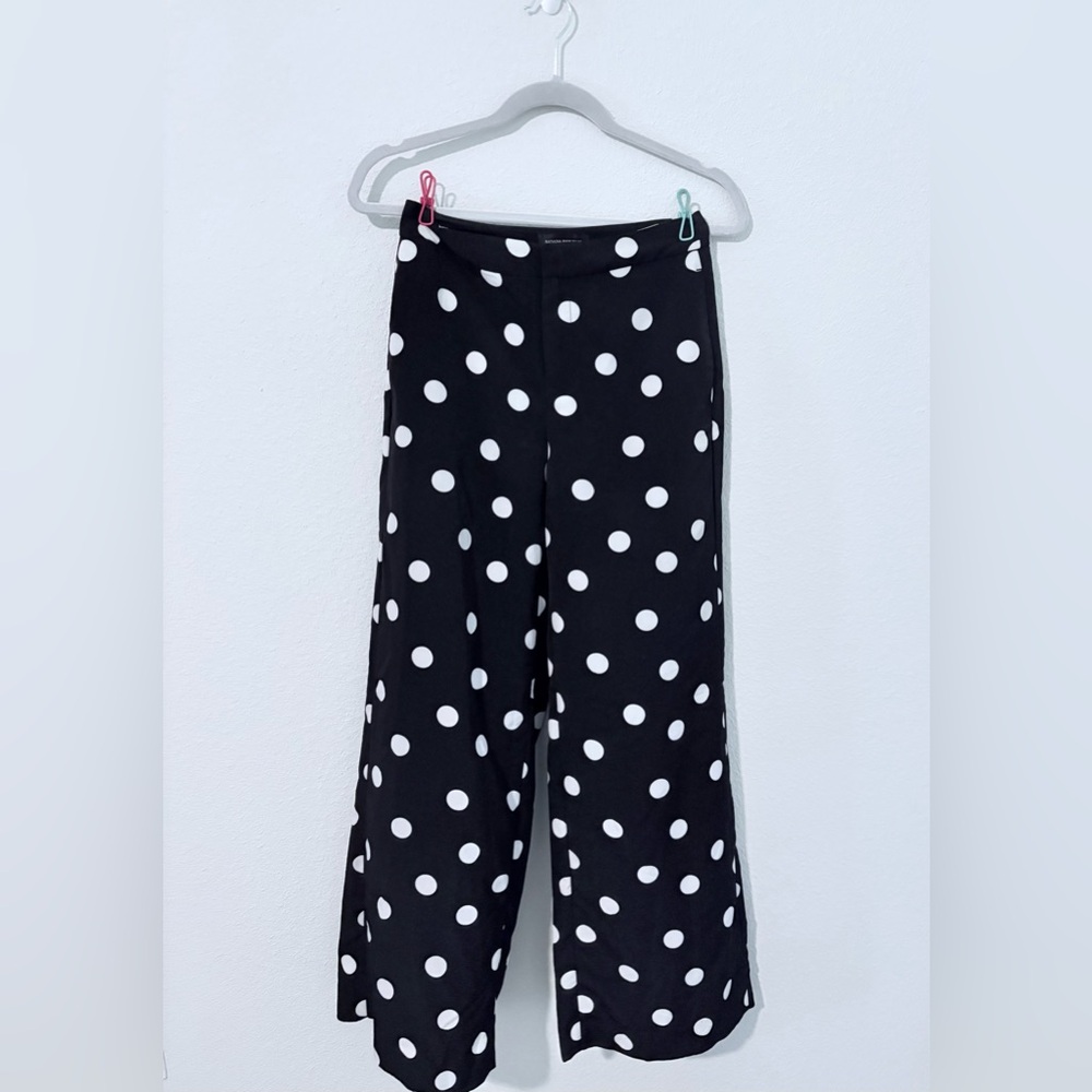 Banana Republic Black and White Polka Dot Wide Leg Pants